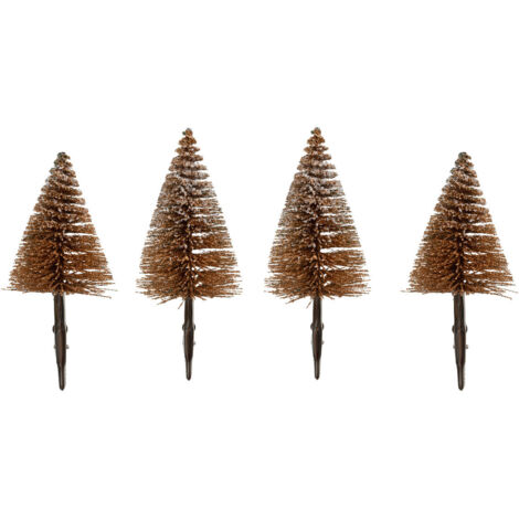 Déco de Sapin Lot de 4 petits Sapins Marrons enneigés sur pince - Feeric Christmas
