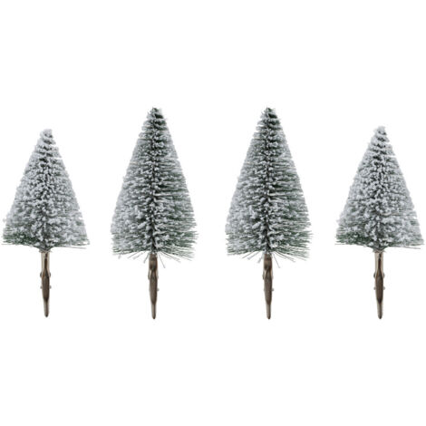 Déco de Sapin Lot de 4 petits Sapins Verts enneigés sur pince - Feeric Christmas