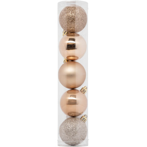 Déco de sapin Lot de 5 Boules de Noël D 5 cm - Beige Nude - Feeric Christmas