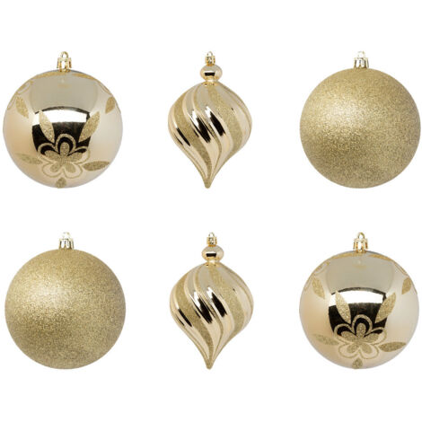 Déco de sapin Lot de 6  Boules de Noël D 10 cm - OR - Feeric Christmas