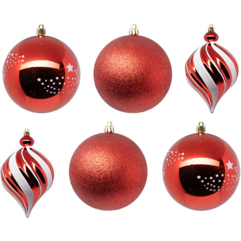 Déco de sapin Lot de 6 Boules de Noël D 10 cm - Rouge et Blanc - Feeric Christmas