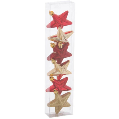 Déco de sapin Lot de 6 Étoiles D 6 cm Rouge - Feeric Christmas