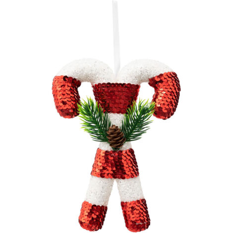 Déco de Sapin Sucre d'orge double rouge et blanc - Feeric Christmas