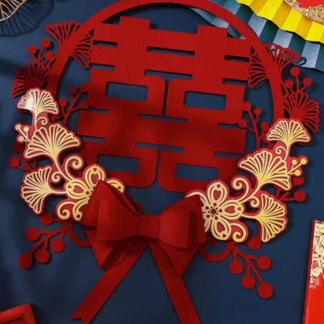 Deco Double Happiness Traditioneller chinesischer Luxus-Klebeaufkleber für Türen und Eingangswände, 300 g Material, bedruckter Aufkleber