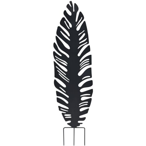 Déco en métal à planter Feuille 30x100 cm Anthracite