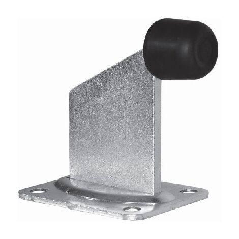 Deco Fer Forge – Arrêt butoir sur platine à visser 94mm – Acier avec tampon en caoutchouc – Longueur 100mm pour maintien silencieux de portail