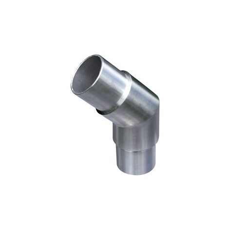 Deco Fer Forge – Connecteur à 135° effet angle droit pour tube Ø42,4mm – Longueur 60mm visible 30mm – Inox 316 pour usage intérieur et extérieur