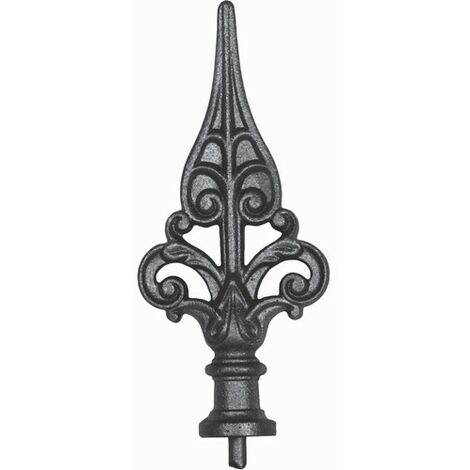 Deco Fer Forge – Pointe de lance ancienne en fonte – Hauteur 200mm – Largeur 86mm – Base ronde pleine Ø31mm – Fixation par soudure