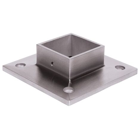 Deco Fer Forge – Support platine connexion tube carré 40mm – Longueur 95mm – Inox 316 résistant à la corrosion – Fixation par 4 trous de 8mm