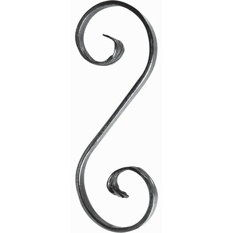 Deco Fer Forge – Volute en S fer forgé à souder – Hauteur 205mm – Largeur 72mm – Plat lisse 14x6mm – Décoration pour portails et clôtures