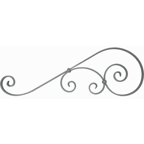 Deco Fer Forge – Volute en S inégale coupe droite 730mm x 250mm – Fer forgé plat lisse 20x6mm – À souder pour ferronnerie décorative