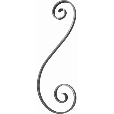 Deco Fer Forge – Volute en S inégale finition rayée 450mm x 170mm – Fer forgé brut à souder – Renforcement sécurité pour portail et clôture
