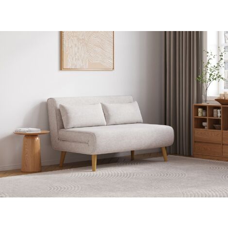Deco In Paris – Canapé convertible 2 places en tissu beige – Dimensions 121x81x74cm – Couchage 121x185cm – Structure en bois et mousse 30kg/m3