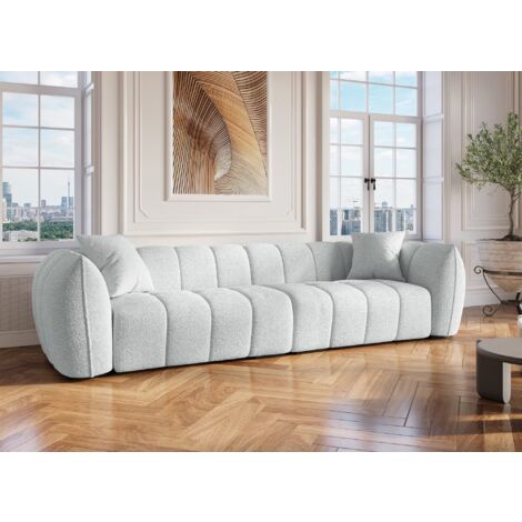 Deco In Paris – Canapé droit 4 places effet peau de mouton gris – Largeur 280 cm – Densité assise 36 Kg/m³ – Design chic pour salon