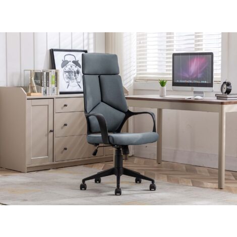 Deco In Paris – Fauteuil de bureau pivotant en tissu respirant gris – Hauteur d’assise réglable 48-58 cm – Accoudoirs fournis – Design ergonomique