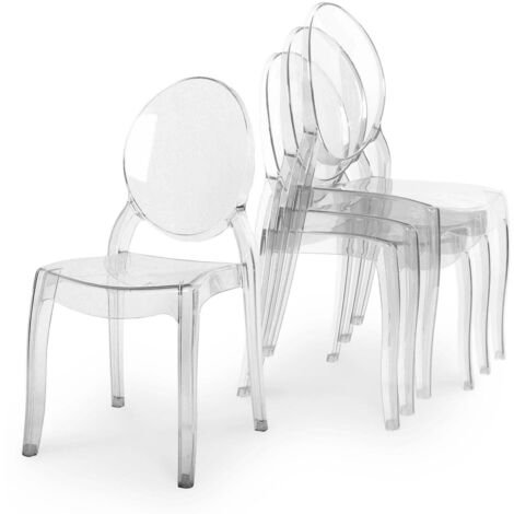 Deco In Paris – Lot de 4 chaises en plexi transparent – Design moderne – Hauteur d'assise 45cm – Idéal pour salle à manger ou bureau