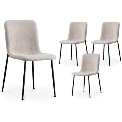 Deco In Paris – Lot de 4 chaises en tissu beige – Structure métal – Assise mousse confortable – Dimensions 56x43x83cm – Hauteur d'assise 48cm