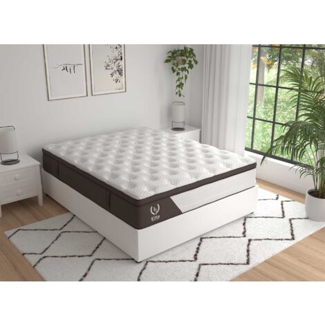 Deco In Paris – Matelas hybride 180 x 200 cm – Épaisseur 30 cm – 9 zones de confort – Mousse haute résilience et ressorts ensachés – Coutil anti-acariens