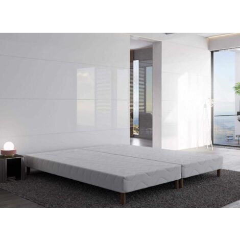 Deco In Paris – Sommier tapissier 140 x 190 cm – 8 pieds en bois scandinave – Anti-bactériens et anti-acariens – Confort optimal pour matelas standard