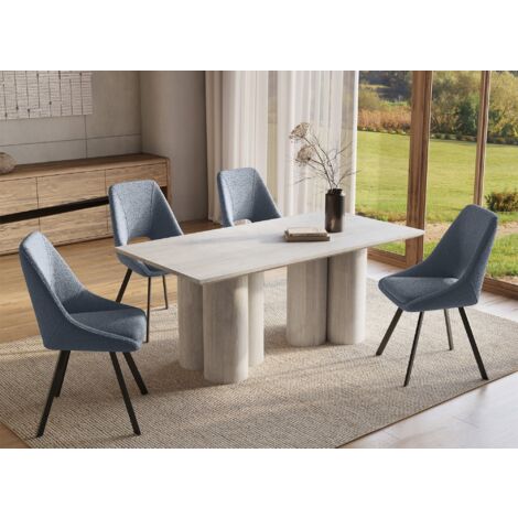 Deco In Paris – Table de salle à manger blanche 180cm – Pieds en forme organique – Pour 6 personnes – Plateau en bois MDF – Style moderne et épuré