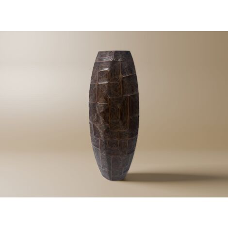 Deco In Paris – Vase totem en polyrésine noir et marron H70 cm – Dimensions 26x13 cm – Finitions luxueuses pour décoration intérieure – Collection ARBORA