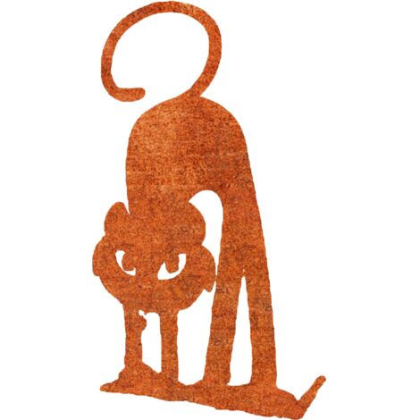 Déco jardin : Chat Gaston Métal - Acier brut poli 45 cm