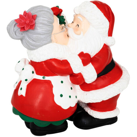 Déco Kiss Père Noël et Mère Noël en résine Rouge et Blanche H 20 cm - Feeric Christmas