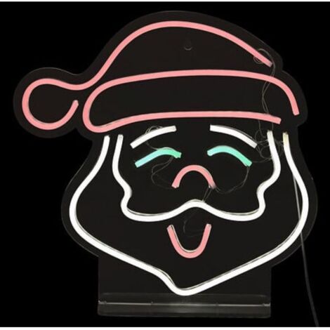 Déco lumineuse à poser Néon LED Tête de Père Noël H 35 cm - Feeric Christmas