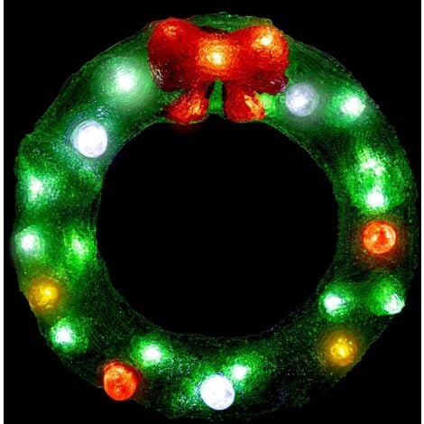 FÉÉRIC LIGHTS AND CHRISTMAS Forme acrylique couronne lumineuse 25 LED clignotantes H.29cm extérieur - Feeric lights & christmas