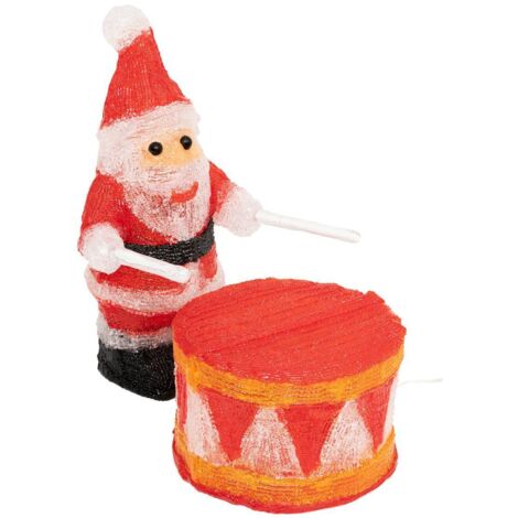 Déco lumineuse Père Noël avec Tambour 60 LED Multicolore H 30 cm - Feeric Christmas