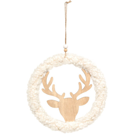 Déco lumineuse Tête de renne 8 LED Blanc D 20 cm - Feeric Christmas