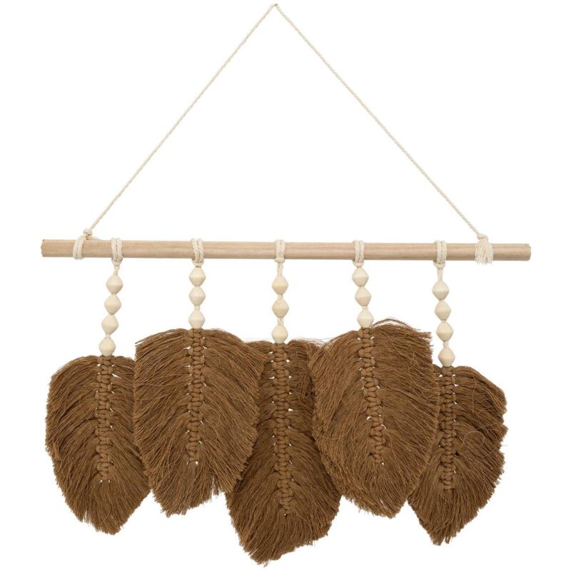Atmosphera - Déco mural feuilles Odina bois tissu L58cm créateur d'intérieur