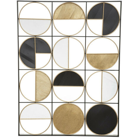 Déco murale 76x102 métal Zak noir et doré Atmosphera - Noir - Noir, blanc et doré