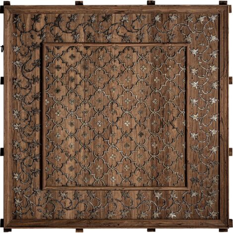 Déco murale ethnique en bois de mango - Bois brun ethnique ancien