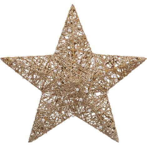 Déco murale Étoile dorée avec perles blanches  35 x 35 cm - Feeric Christmas