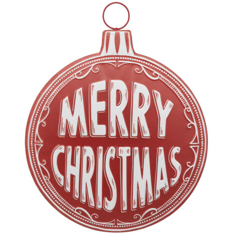 Déco murale forme Boule de Noël Merry Christmas en métal 38 x 50 cm - Feeric Christmas