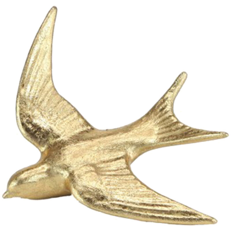 Déco murale hirondelle en Résine Doré 14x16.5 cm