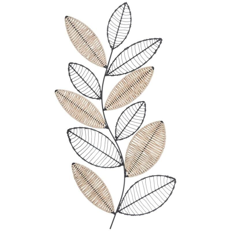 Déco murale Aurore en métal & rotin 56x29cm noir Atmosphera créateur d'intérieur