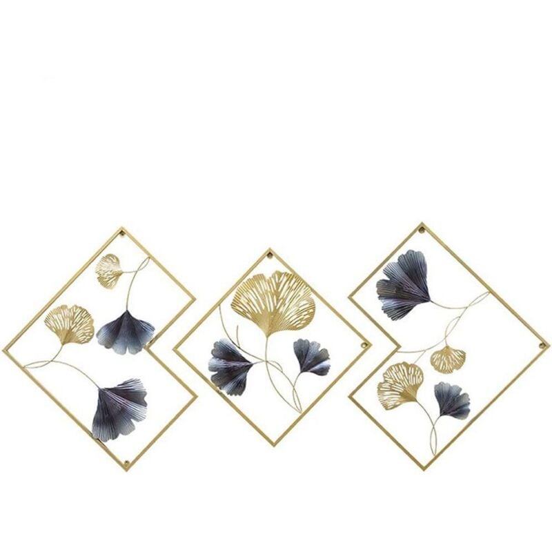 Deco Murale Metal Decoration Murale Salon Moderne Créatives 3D Metal Ginkgo Biloba Decoration Murale Sculpture Murale, pour Chambre à Coucher Salle