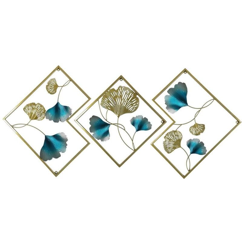 Deco Murale Metal Decoration Murale Salon Moderne Créatives 3D Metal Ginkgo Biloba Decoration Murale Sculpture Murale, pour Chambre à Coucher Salle