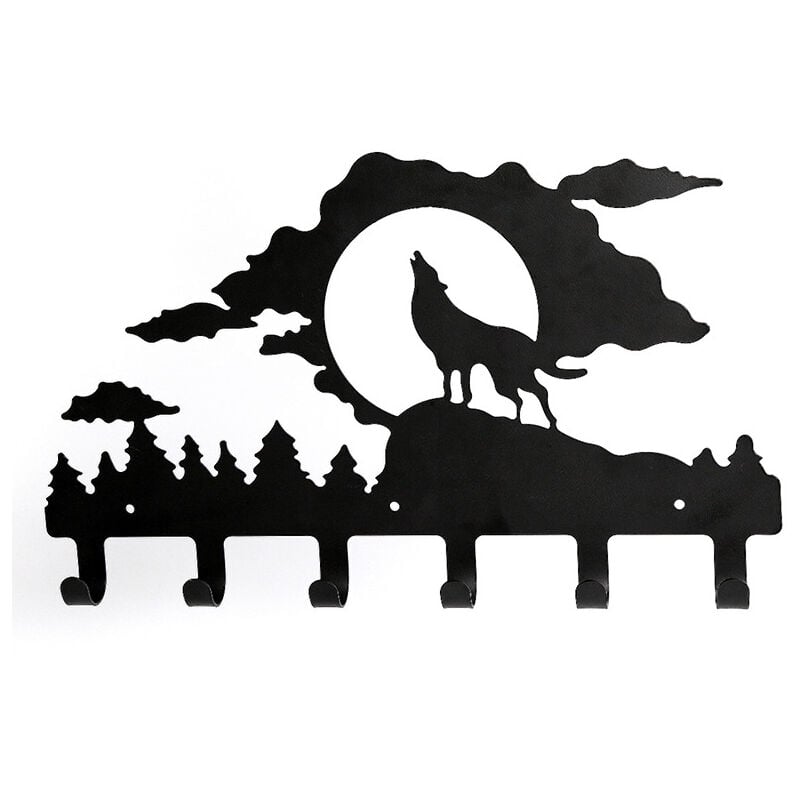 Memkey - Déco Murale Patère Portemanteau Porte Manteau Murale Noir Crochet Déco Murale Métal Accroche Clef Porte Acier Organisateur Hanger Keys (a