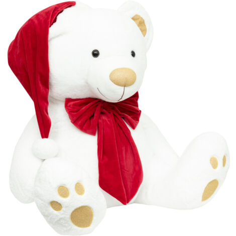 Déco Noël Peluche Ours avec bonnet et noeud rouge H 100 cm - Feeric Christmas