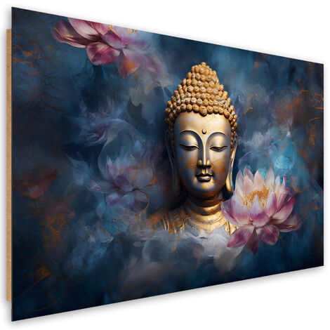 Deco panel picture, Buddha and Zen flowers - 60x40