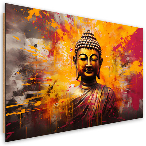 Deco panel picture, Buddha statue colourful abstract - 90x60
