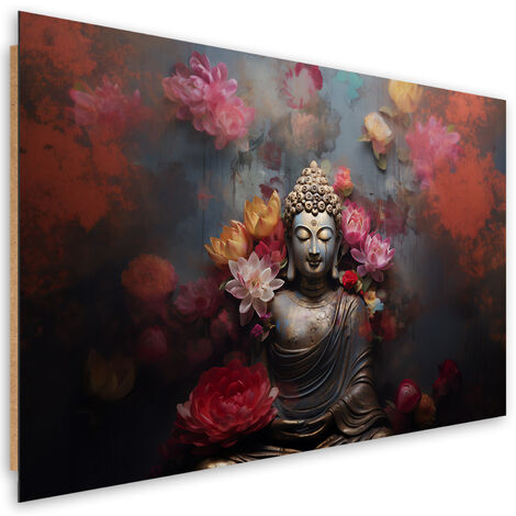 Deco panel picture, Buddha Zen Flowers Abstract - 90x60