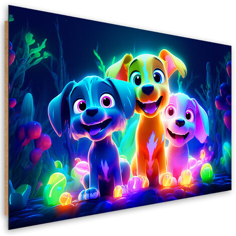 Deco panel picture, Colorful dogs abstract - 90x60