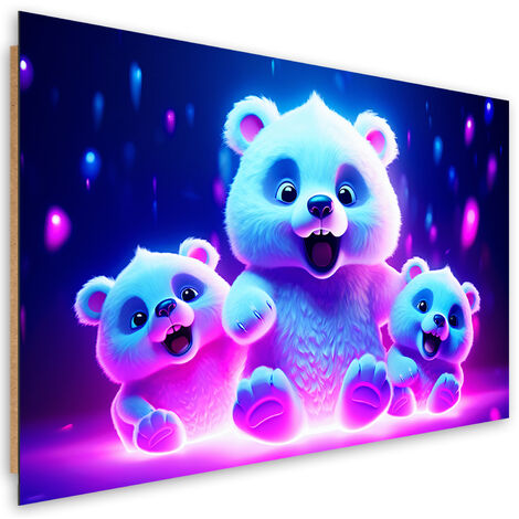 Deco panel picture, Neon bears - 100x70