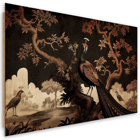 Deco panel picture, Oriental tree peacock - 90x60