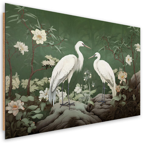 Deco panel picture, White Cranes Abstract - 90x60