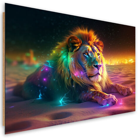 Deco panel print, Animal AI Lion Abstraction Neon - 120x80